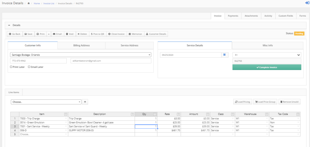 desktop invoice detail