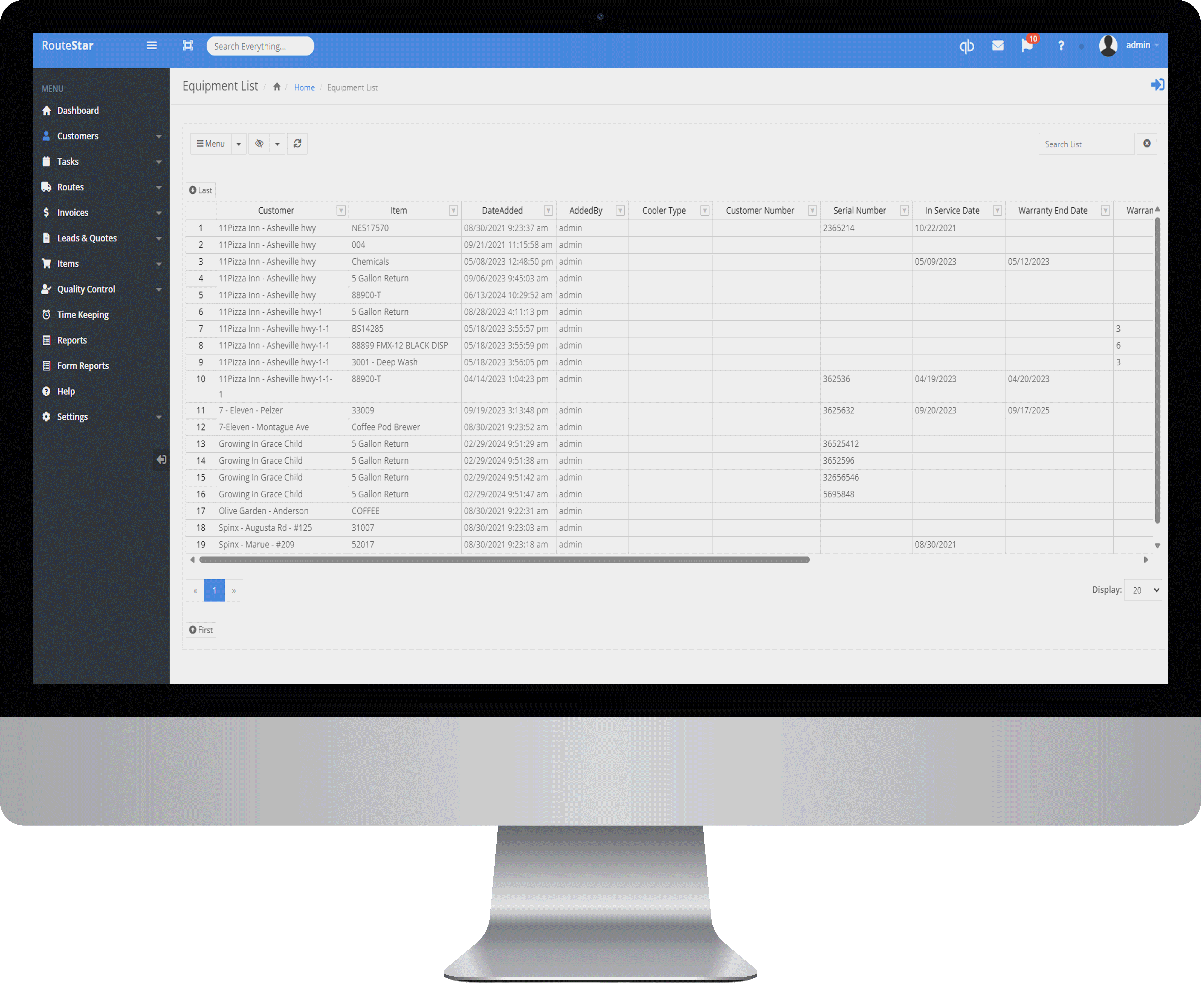 Direct Store Delivery Software equipment maintenance